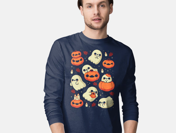 Cute Ghost With Halloween Pumpkin