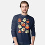 Cute Ghost With Halloween Pumpkin-Mens-Long Sleeved-Tee-xMorfina