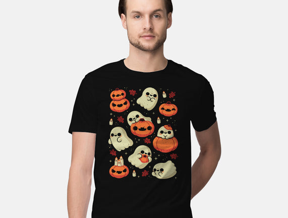 Cute Ghost With Halloween Pumpkin