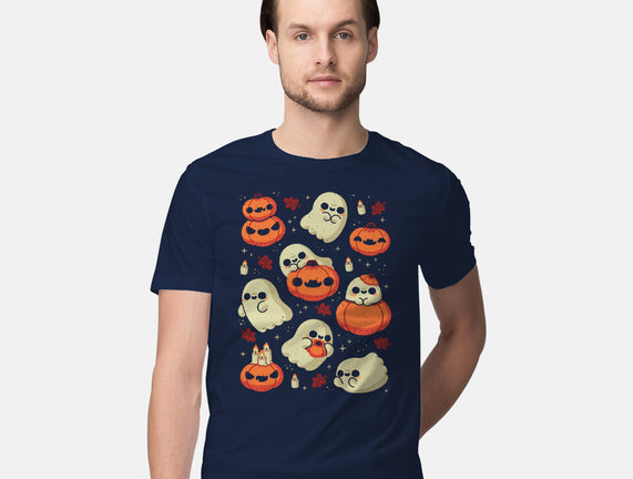 Cute Ghost With Halloween Pumpkin