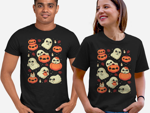 Cute Ghost With Halloween Pumpkin