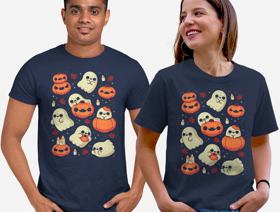 Cute Ghost With Halloween Pumpkin