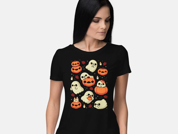Cute Ghost With Halloween Pumpkin