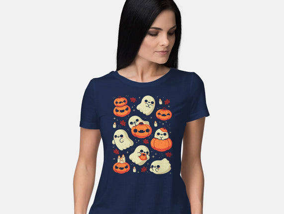 Cute Ghost With Halloween Pumpkin