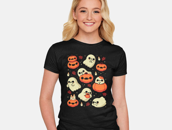 Cute Ghost With Halloween Pumpkin