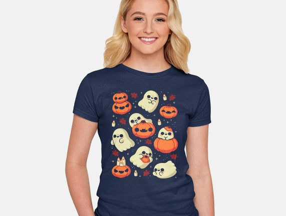 Cute Ghost With Halloween Pumpkin