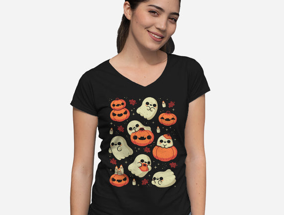Cute Ghost With Halloween Pumpkin