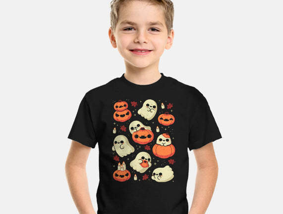 Cute Ghost With Halloween Pumpkin