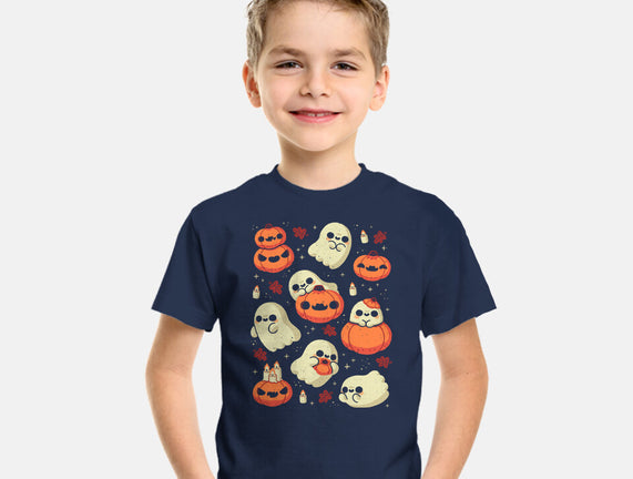 Cute Ghost With Halloween Pumpkin