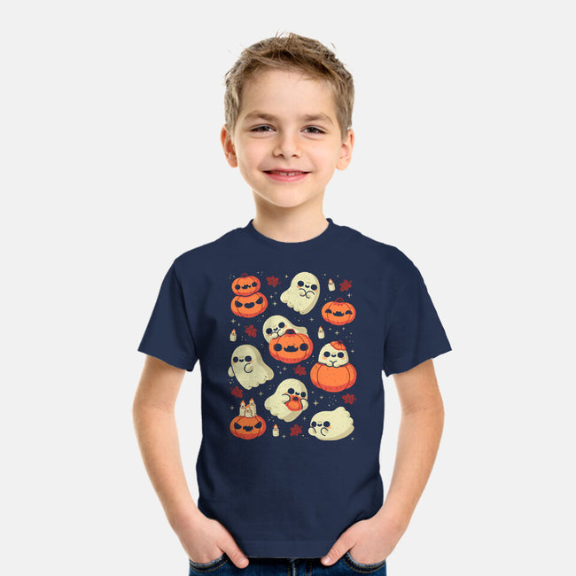 Cute Ghost With Halloween Pumpkin-Youth-Basic-Tee-xMorfina