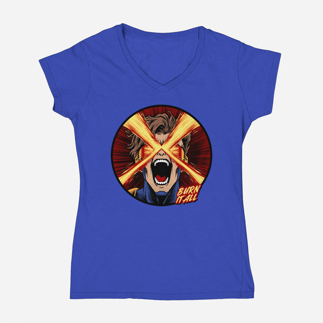Eye Of Destruction-Womens-V-Neck-Tee-spoilerinc