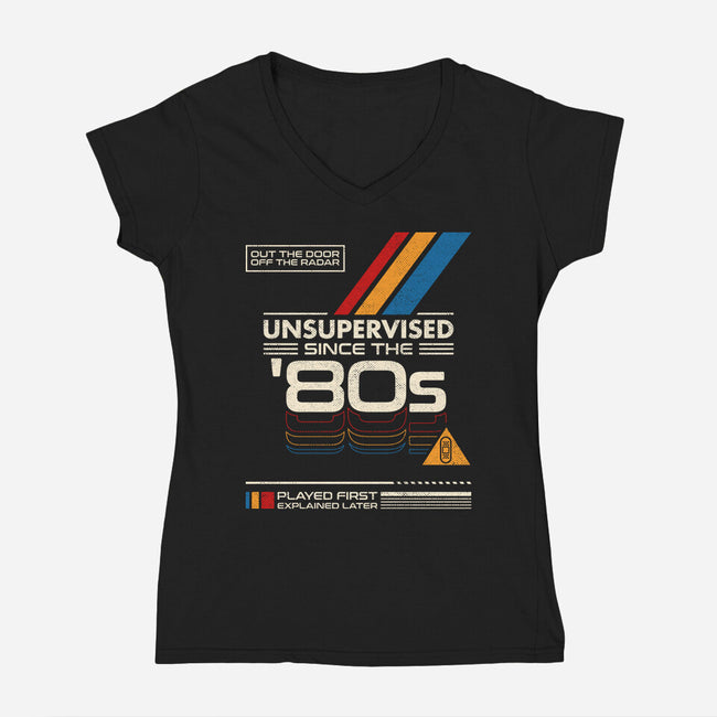 Unsupervised Since The 80s-Womens-V-Neck-Tee-sachpica