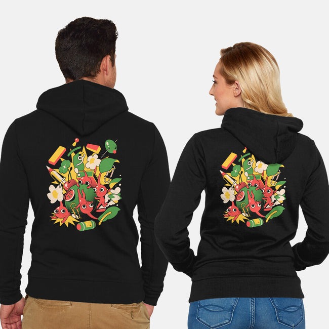Tiny Creatures-Unisex-Zip-Up-Sweatshirt-ilustrata