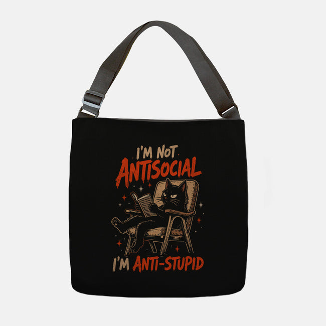 I'm Not Antisocial I'm Antistupid-None-Adjustable Tote-Bag-Diego Gurgell