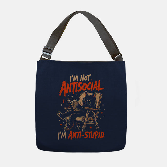 I'm Not Antisocial I'm Antistupid-None-Adjustable Tote-Bag-Diego Gurgell