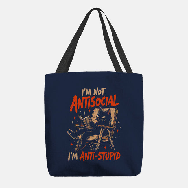 I'm Not Antisocial I'm Antistupid-None-Basic Tote-Bag-Diego Gurgell