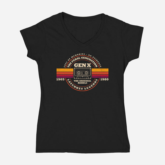 Gen X The Original Rebels-Womens-V-Neck-Tee-sachpica