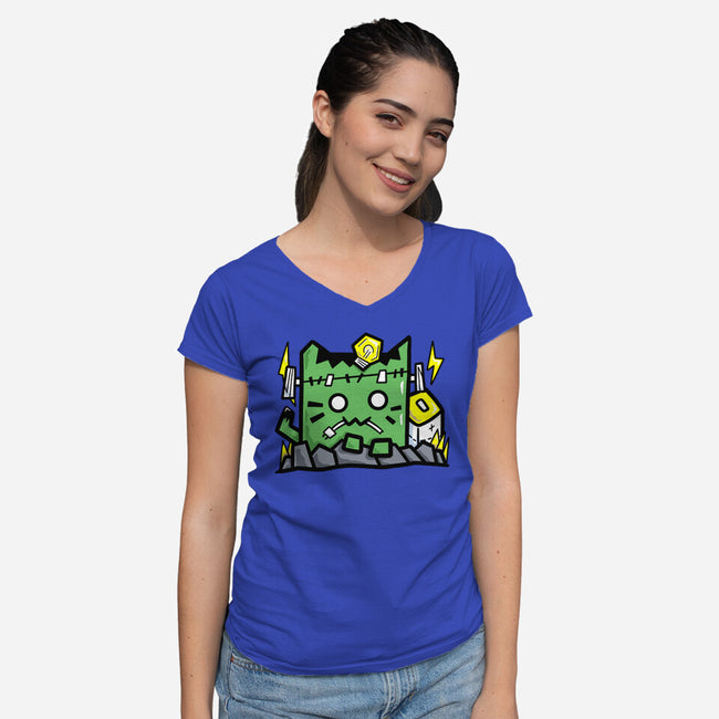 Frank Cat-Womens-V-Neck-Tee-bloomgrace28
