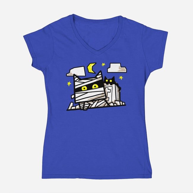 Cat Mummy-Womens-V-Neck-Tee-bloomgrace28