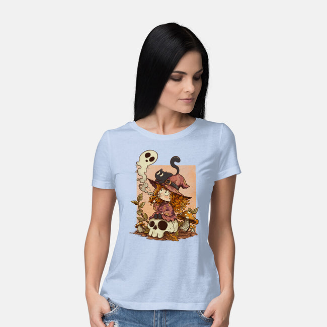 Boo Bubble Witch-Womens-Basic-Tee-fanfabio
