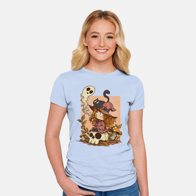 Boo Bubble Witch-Womens-Fitted-Tee-fanfabio