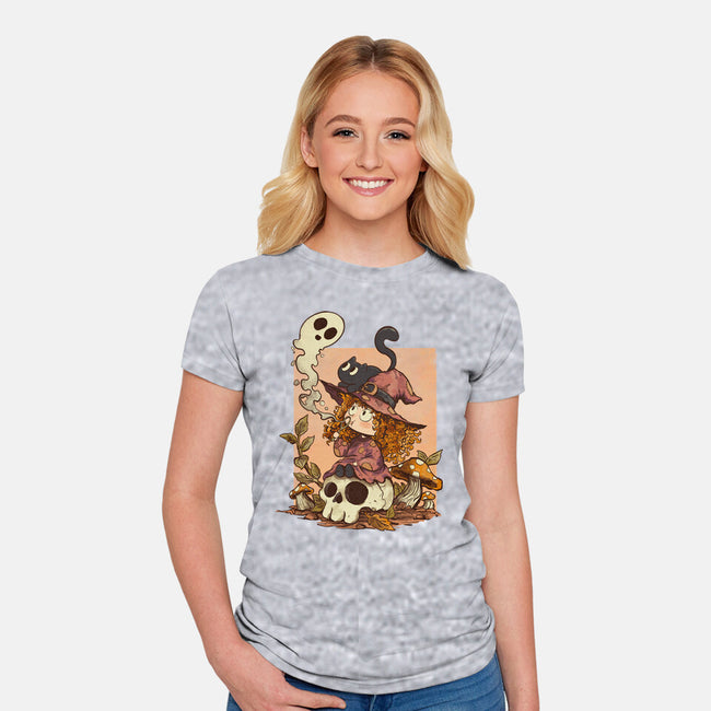Boo Bubble Witch-Womens-Fitted-Tee-fanfabio