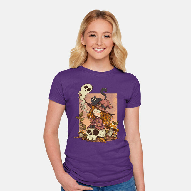 Boo Bubble Witch-Womens-Fitted-Tee-fanfabio