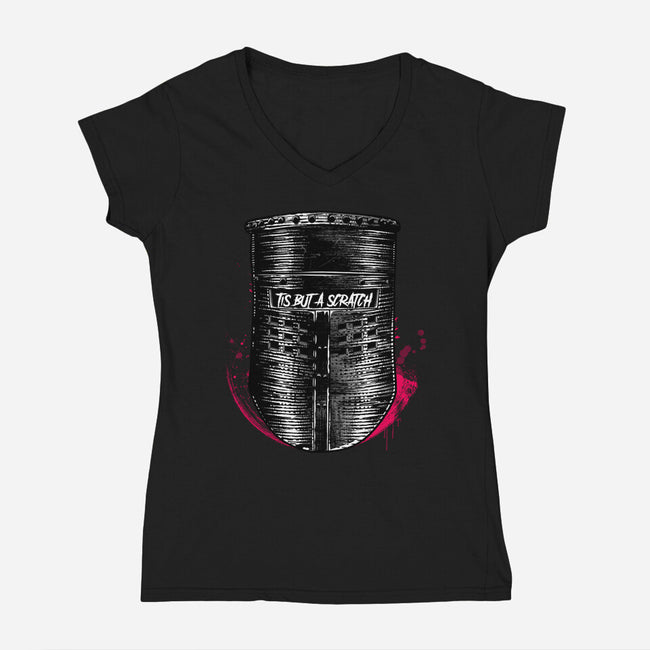 But A Scratch Helmet-Womens-V-Neck-Tee-rocketman_art