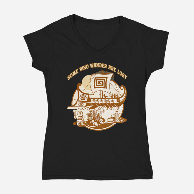 Some Who Wander Are Lost-Womens-V-Neck-Tee-palmstreet