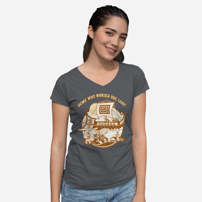 Some Who Wander Are Lost-Womens-V-Neck-Tee-palmstreet