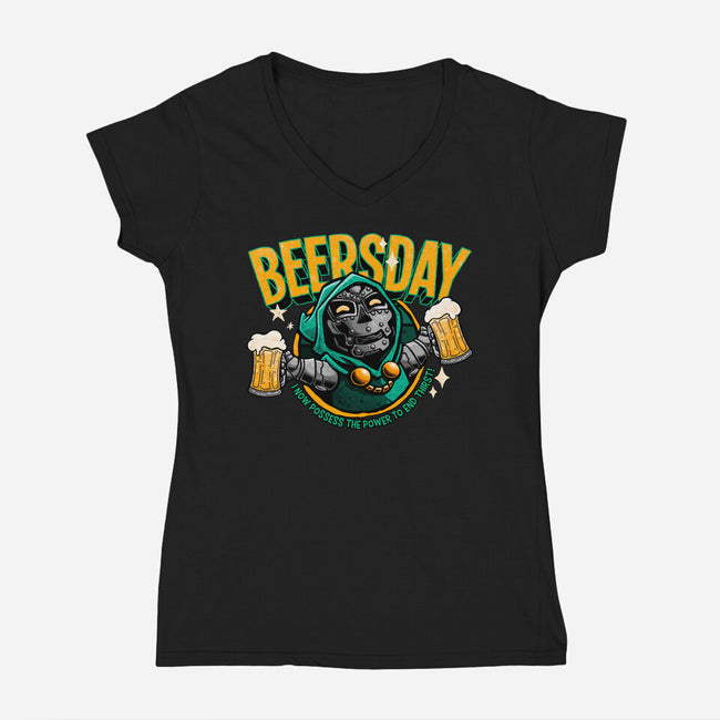 Beersday-Womens-V-Neck-Tee-teesgeex