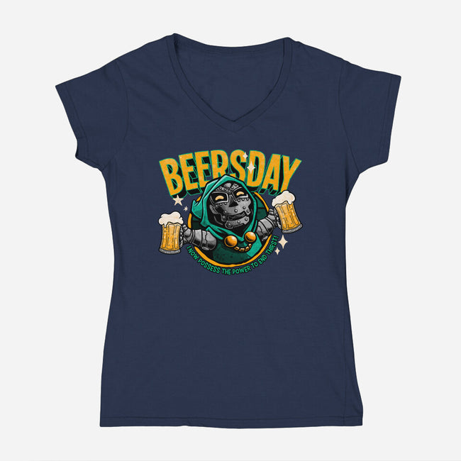 Beersday-Womens-V-Neck-Tee-teesgeex