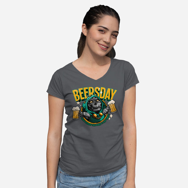 Beersday-Womens-V-Neck-Tee-teesgeex