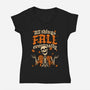 Skeleton Autumn Leaves-Womens-V-Neck-Tee-Studio Mootant