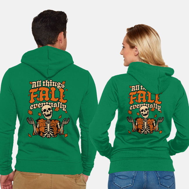 Skeleton Autumn Leaves-Unisex-Zip-Up-Sweatshirt-Studio Mootant