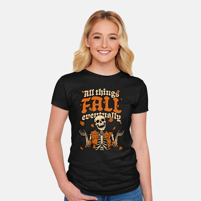 Skeleton Autumn Leaves-Womens-Fitted-Tee-Studio Mootant