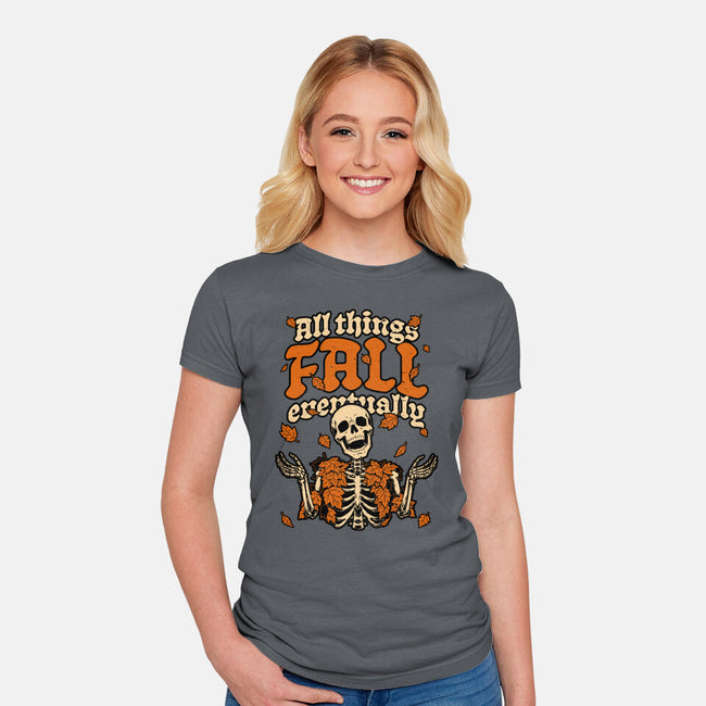 Skeleton Autumn Leaves-Womens-Fitted-Tee-Studio Mootant