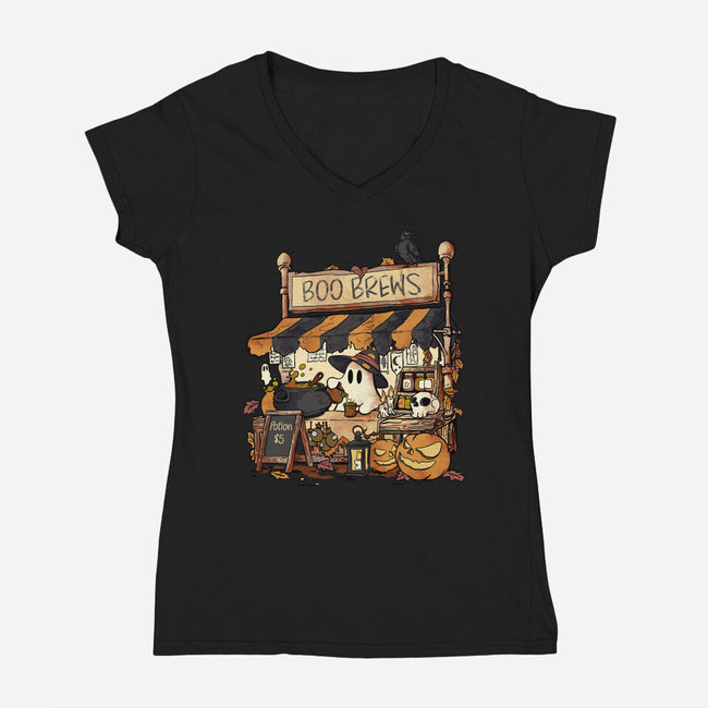 Boo Brews-Womens-V-Neck-Tee-fanfabio