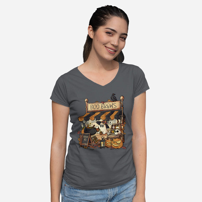 Boo Brews-Womens-V-Neck-Tee-fanfabio