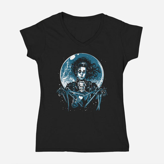Edward's Heart-Womens-V-Neck-Tee-zascanauta