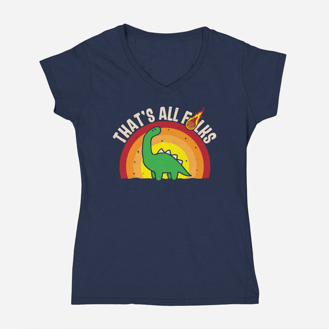 That's All Folks-Womens-V-Neck-Tee-turborat14