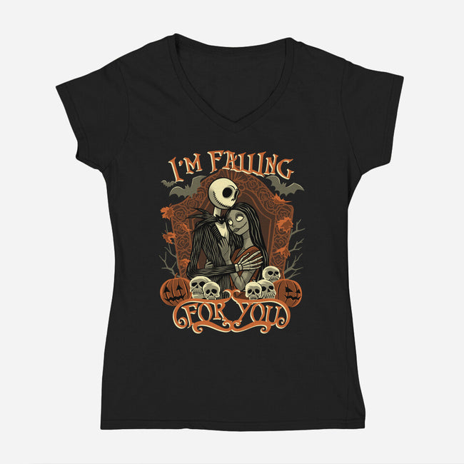 Falling For You-Womens-V-Neck-Tee-rmatix