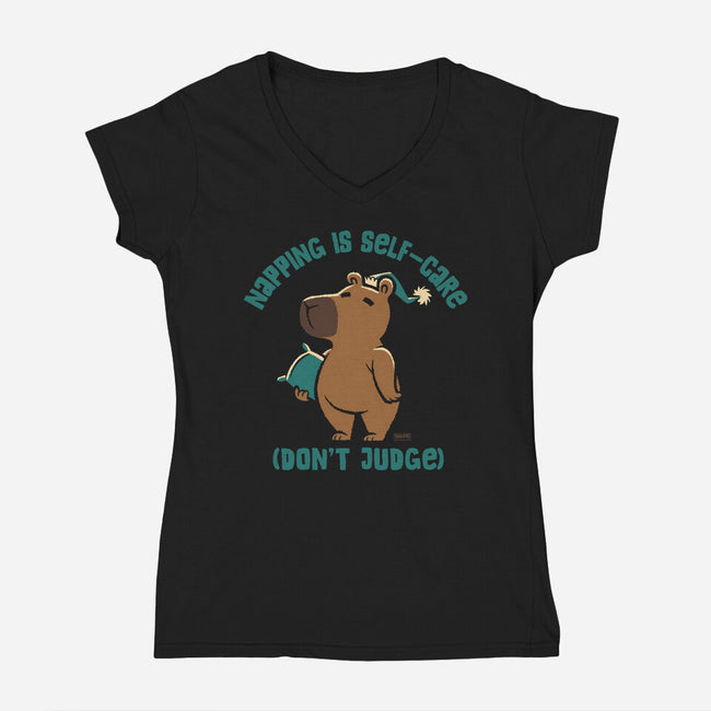 Don't Judge My Napping-Womens-V-Neck-Tee-worlddominationforcats