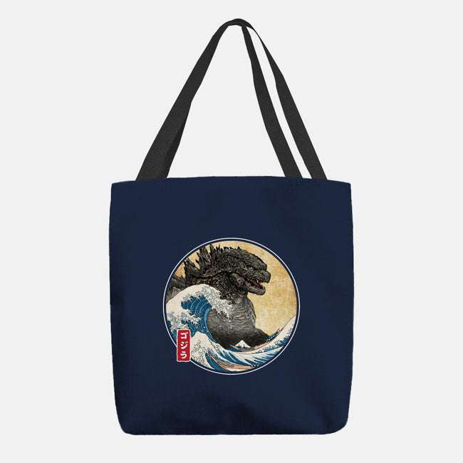The Great Gojira Off Kanagawa-None-Basic Tote-Bag-DrMonekers