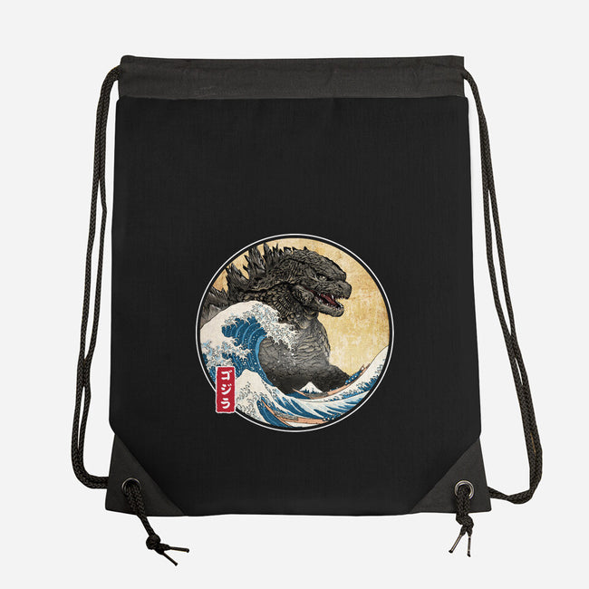 The Great Gojira Off Kanagawa-None-Drawstring-Bag-DrMonekers