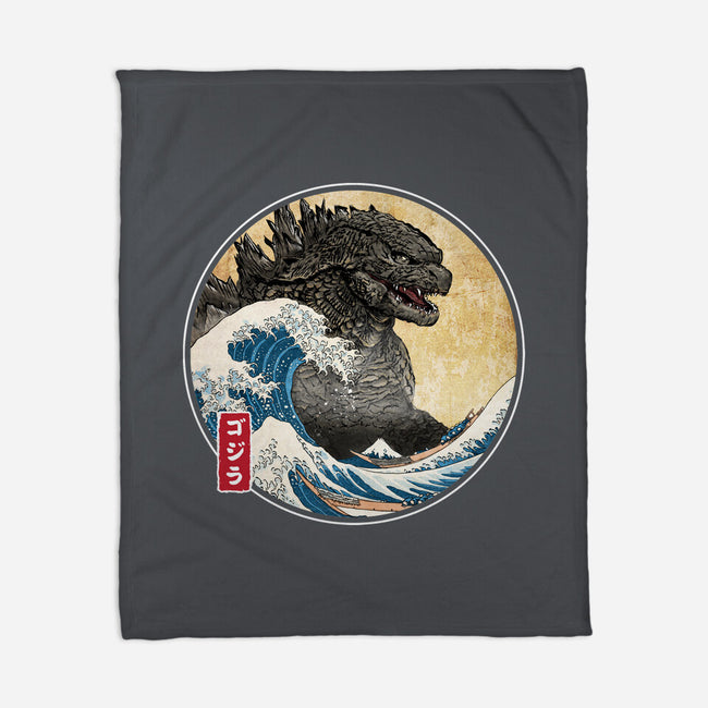 The Great Gojira Off Kanagawa-None-Fleece-Blanket-DrMonekers