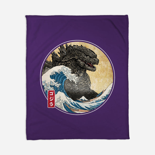 The Great Gojira Off Kanagawa-None-Fleece-Blanket-DrMonekers