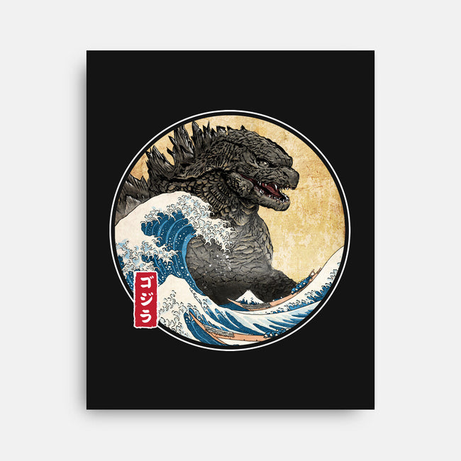 The Great Gojira Off Kanagawa-None-Stretched-Canvas-DrMonekers