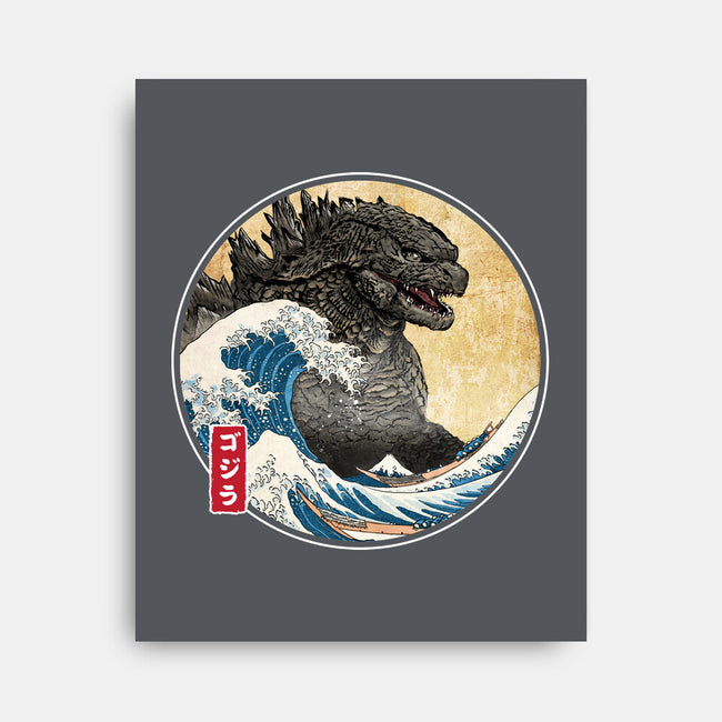 The Great Gojira Off Kanagawa-None-Stretched-Canvas-DrMonekers