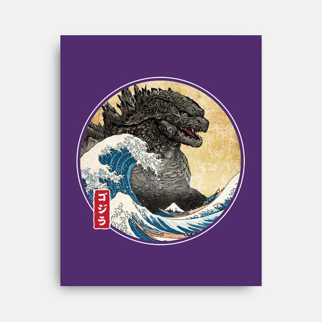 The Great Gojira Off Kanagawa-None-Stretched-Canvas-DrMonekers